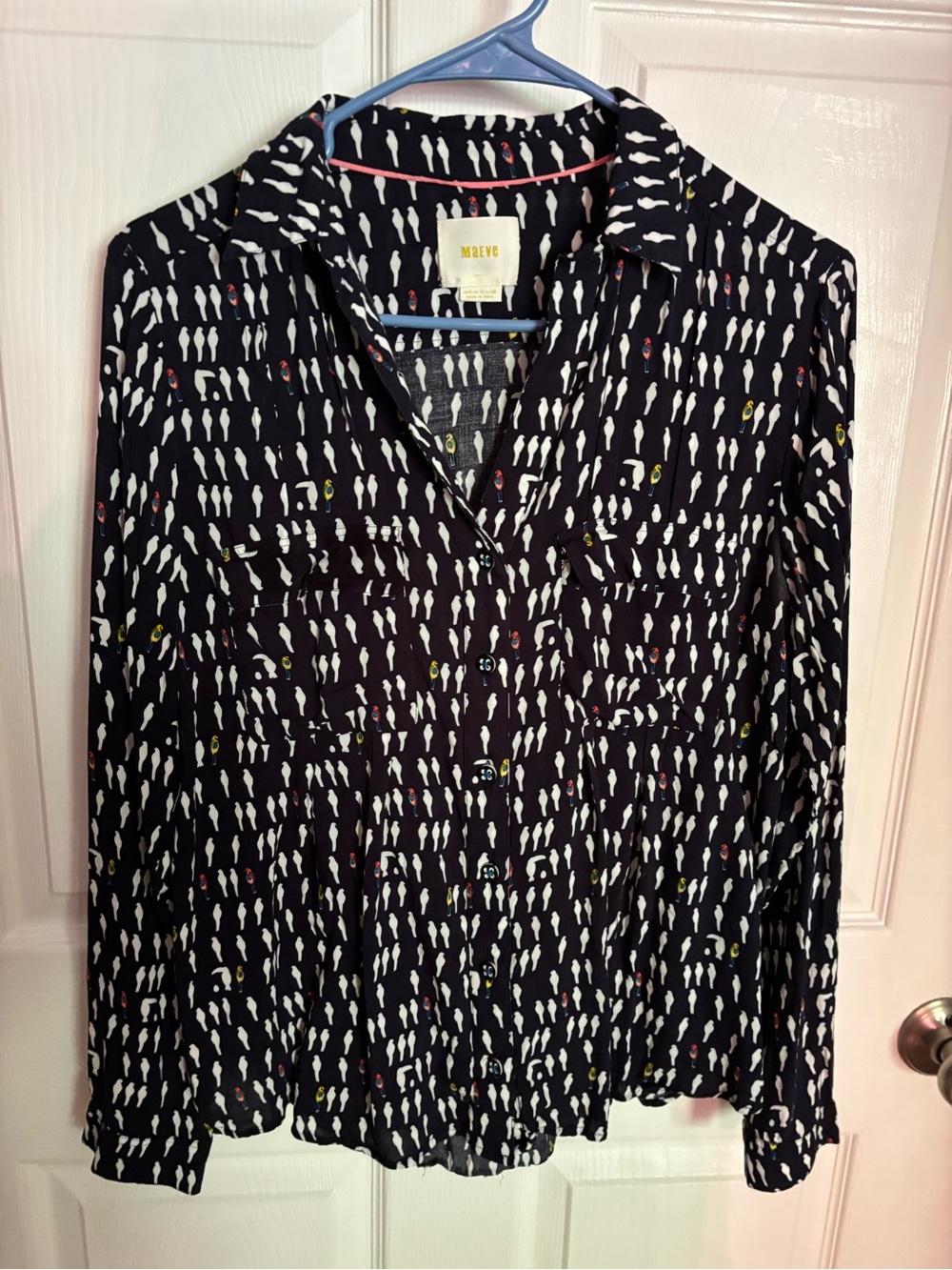 Anthropologie Maeve Wynwood Blouse parrots birds size 6